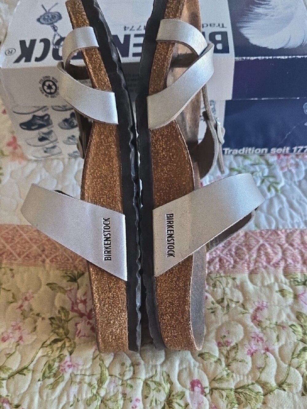 Birkendtock Mayari Metallic Silver Buckle Sandals Sz 39 Or 8 - Picture 8 of 8